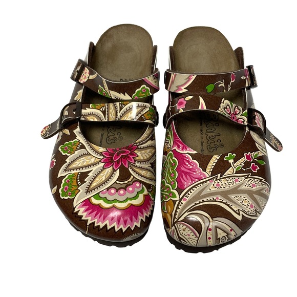 Birki's by Birkenstock Mary Janes Mule Clogs EU‎ 36 US 5.5 Floral Brown Hippie